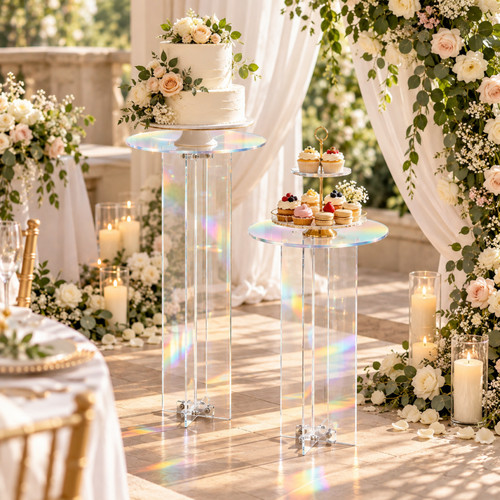 Round clear acrylic pedestal - round,