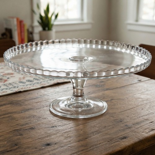 Glass cake stand 32cm white - cake,