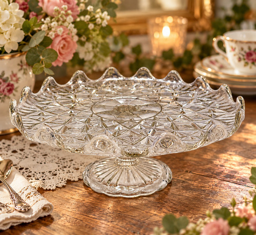 Vintage pressed glass cake - glass,