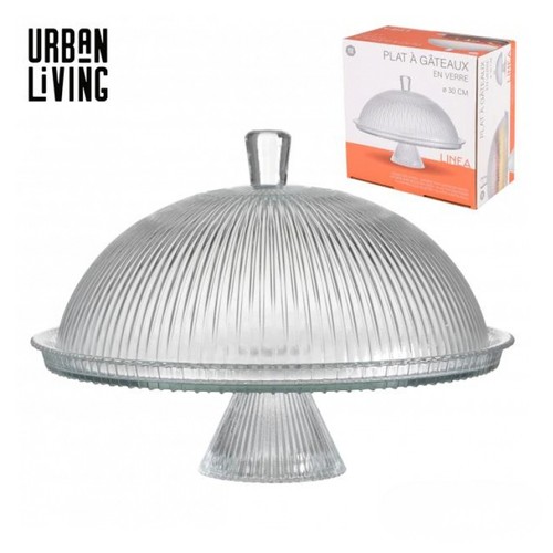 Glass cake stand with - dome, lid